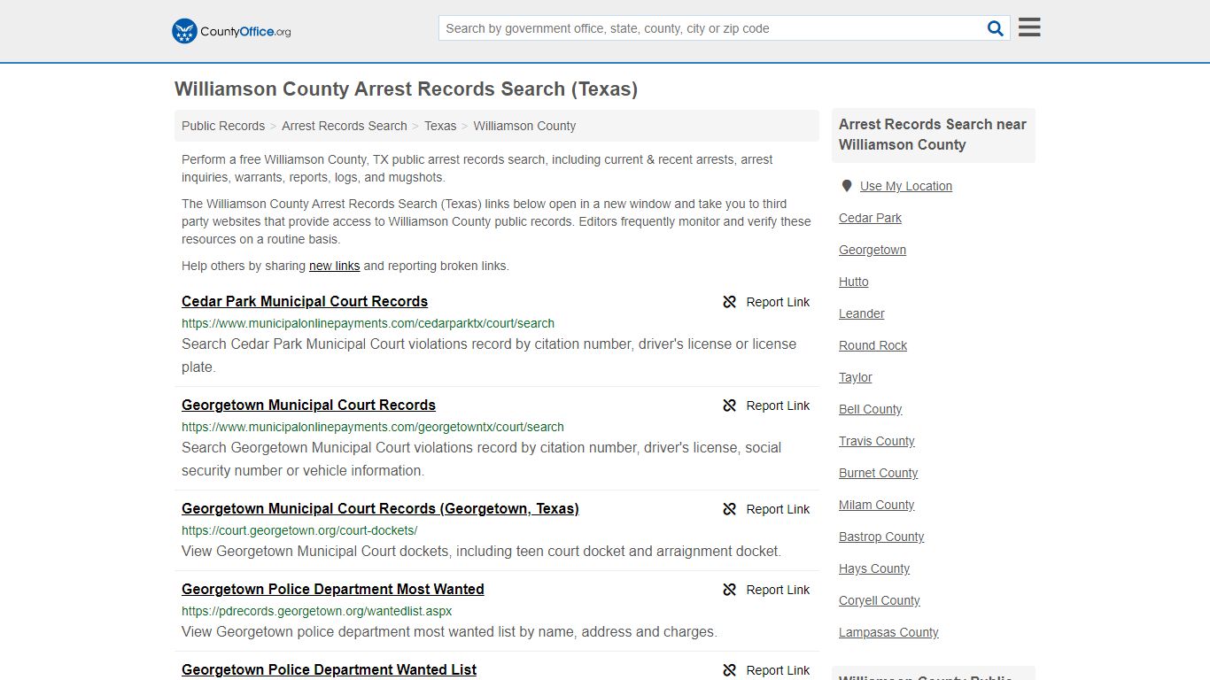 Arrest Records Search - Williamson County, TX (Arrests ...